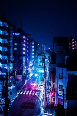 anime city street background night
